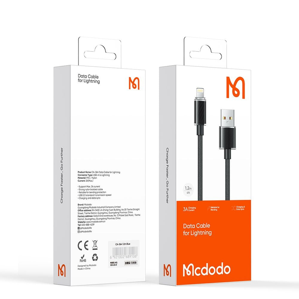 Cabo de Dados e Carregamento USB-A - Lightning McDodo CA-3640, 18W, 1.2m, Preto