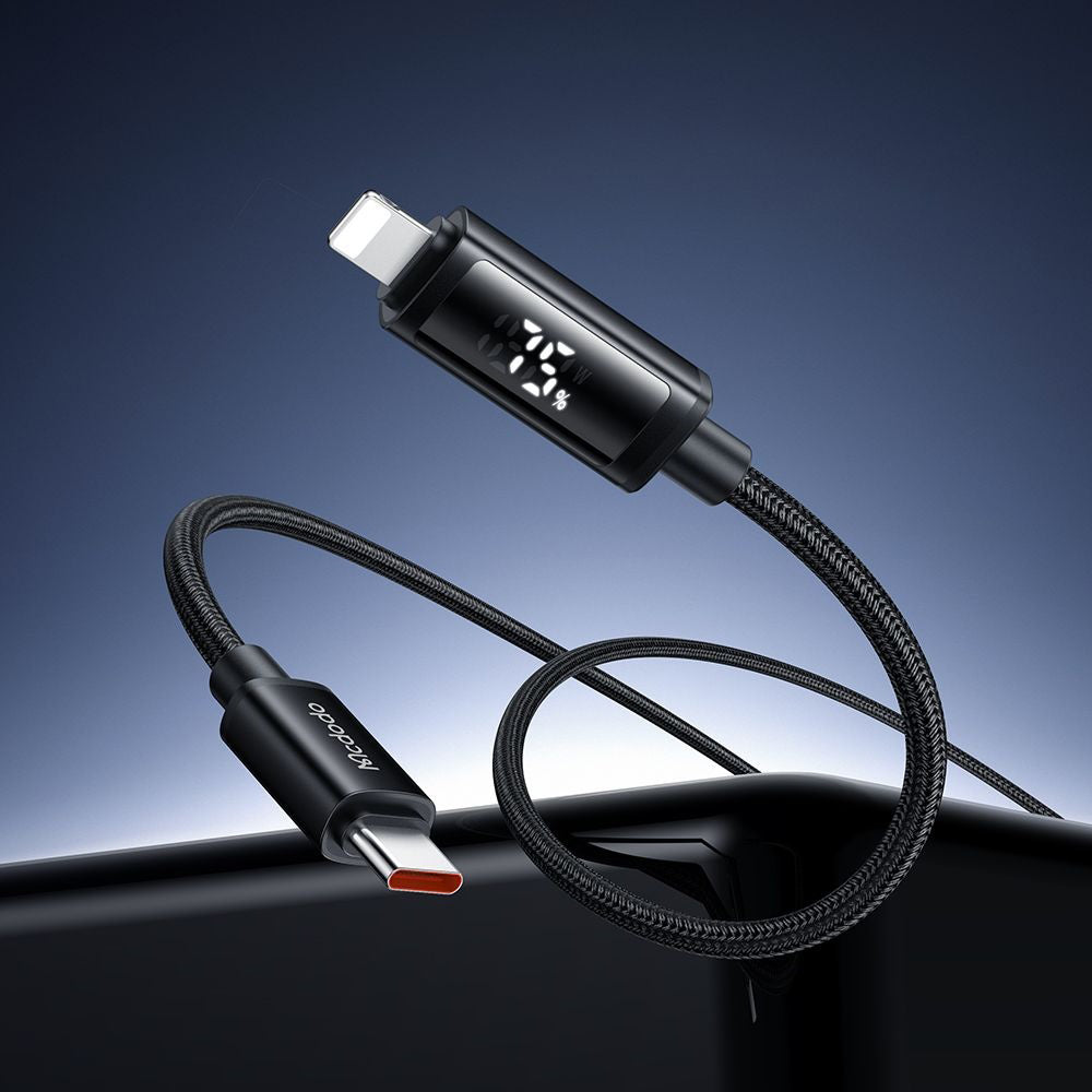 Cabo de Dados e Carregamento USB-C - Lightning McDodo CA-7990 Display, 36W, 1.2m, Preto
