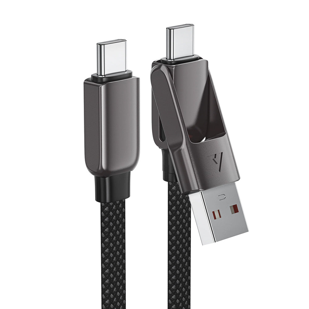 Cabo de Dados e Carregamento USB-C - USB-A / USB-C Acefast C13-04, 60W, 1.2m, Preto