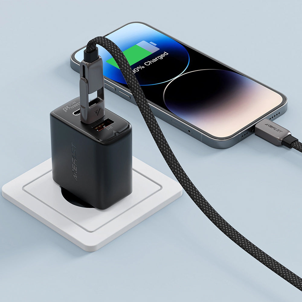 Cabo de Dados e Carregamento USB-C - USB-A / USB-C Acefast C13-04, 60W, 1.2m, Preto