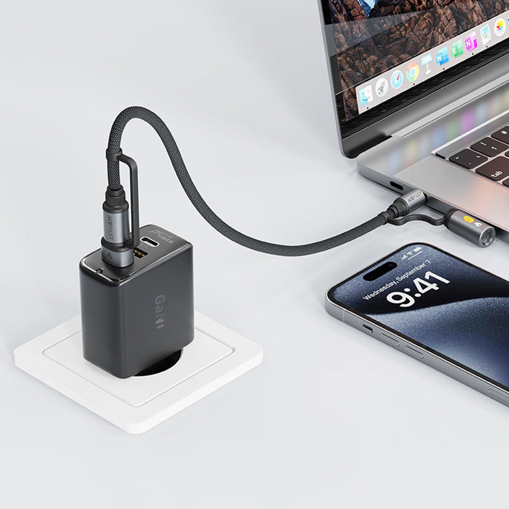 USB-C / USB-A Data and Charging Cable - USB-C / Acefast J6 Electric Lighter, 60W, 1.2m, Black