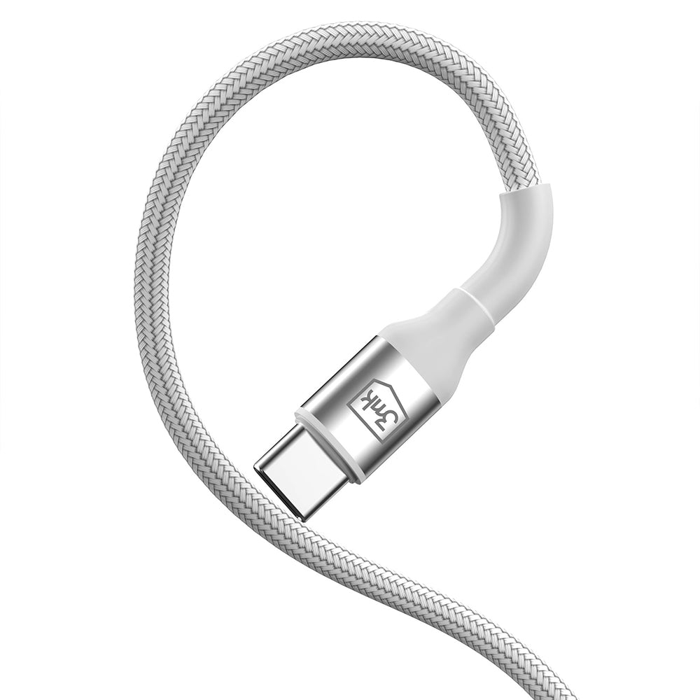 Cabo de Dados e Carregamento USB-C - USB-C 3MK Hyper N, 100W, 1m, Branco