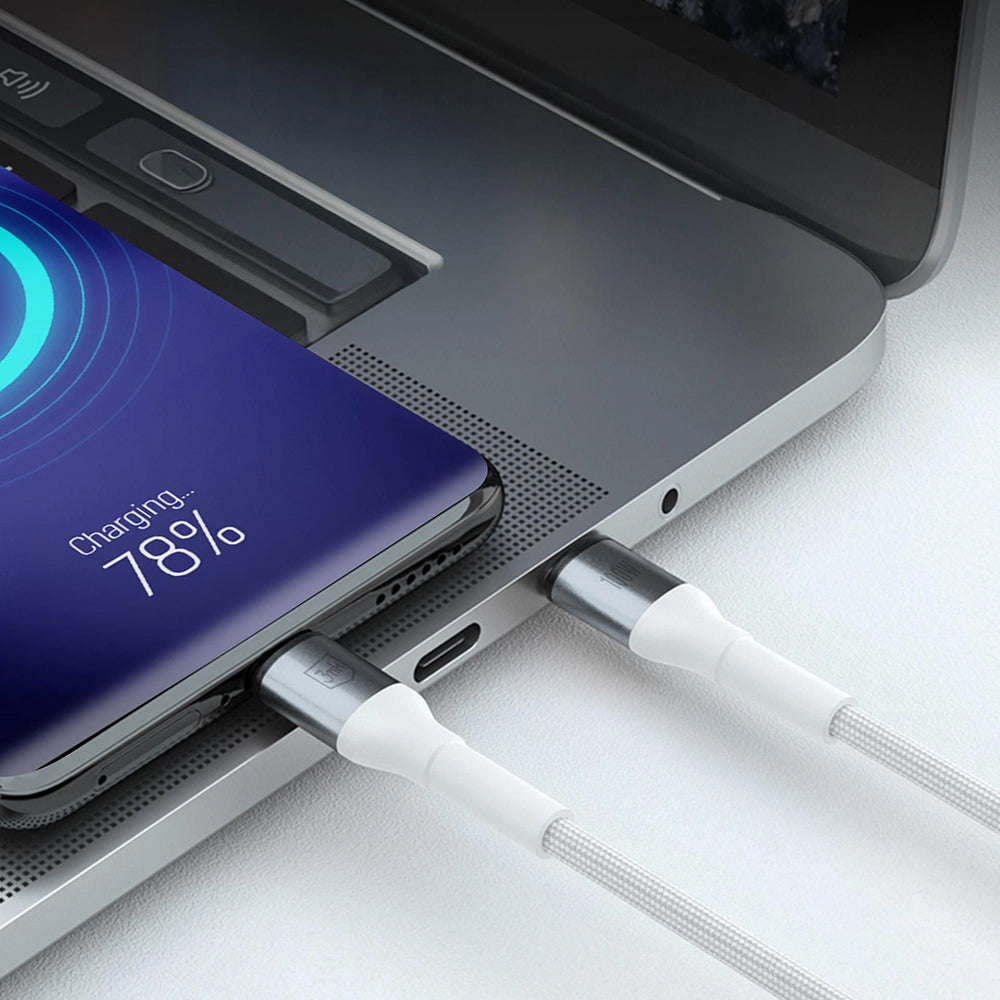 Cabo de Dados e Carregamento USB-C - USB-C 3MK Hyper N, 100W, 1m, Branco
