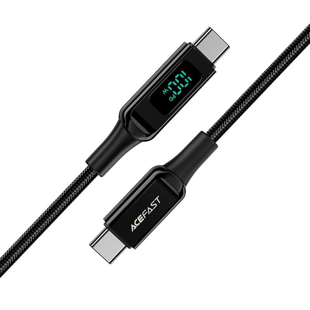 Cabo de Dados e Carregamento USB-C - USB-C Acefast C6-03 Display, 100W, 2m, Preto