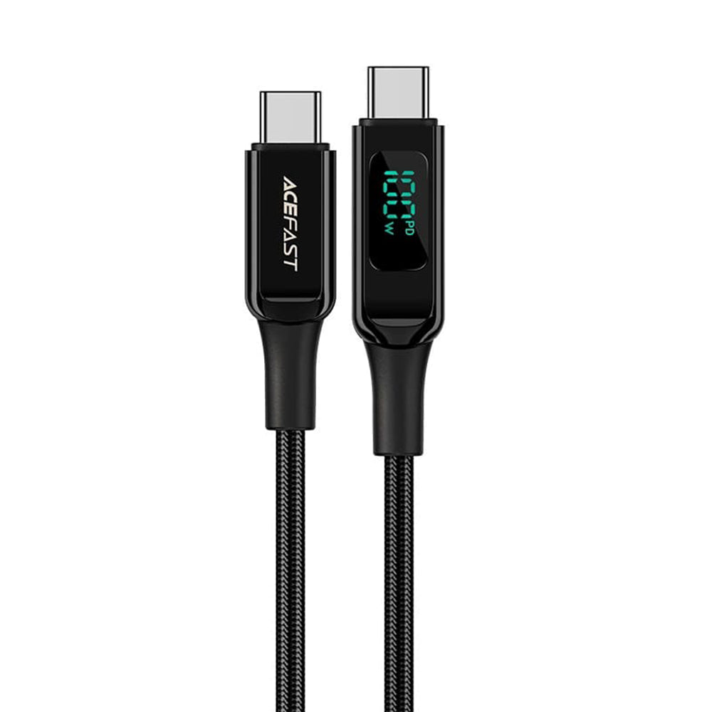 Cabo de Dados e Carregamento USB-C - USB-C Acefast C6-03 Display, 100W, 2m, Preto