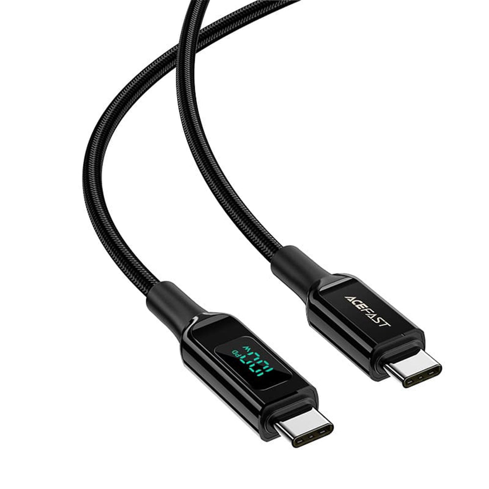 Cabo de Dados e Carregamento USB-C - USB-C Acefast C6-03 Display, 100W, 2m, Preto