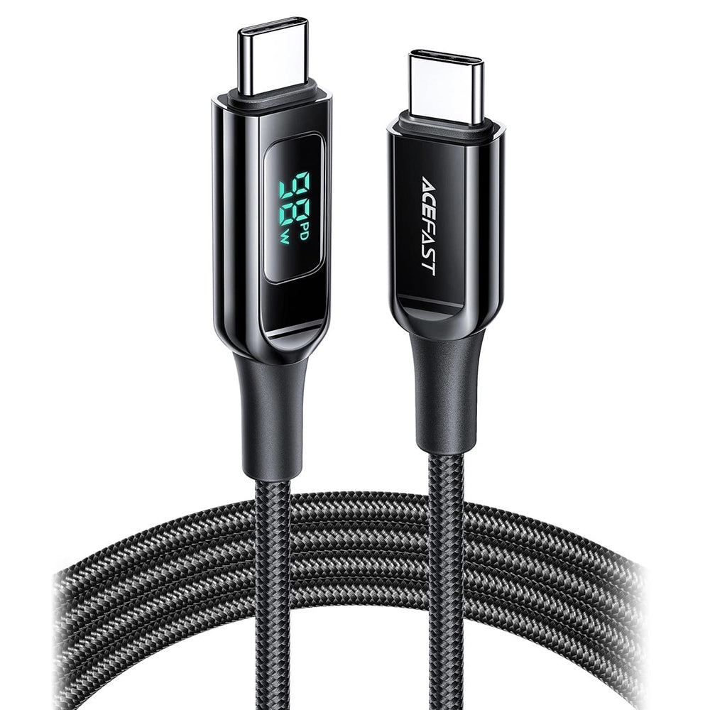 Cabo de Dados e Carregamento USB-C - USB-C Acefast C6-03 Display, 100W, 2m, Preto