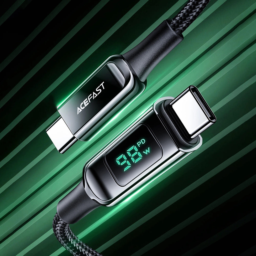 Cabo de Dados e Carregamento USB-C - USB-C Acefast C6-03 Display, 100W, 2m, Preto