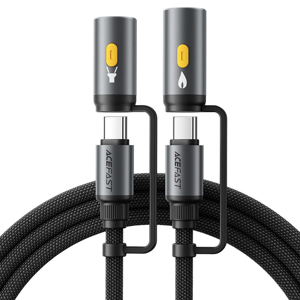 Cabo de Dados e Carregamento USB-C / Lanterna - USB-C / Isqueiro Elétrico Acefast J4, 60W, 1.2m, Preto