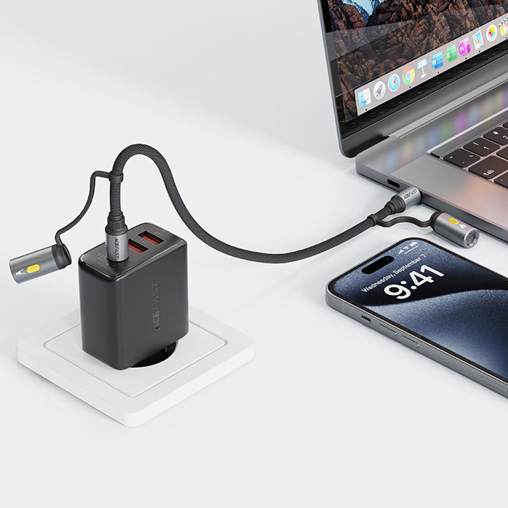 Cabo de Dados e Carregamento USB-C / Lanterna - USB-C / Isqueiro Elétrico Acefast J4, 60W, 1.2m, Preto
