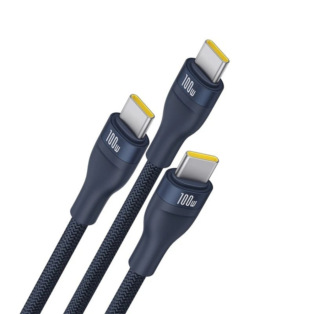 Cabo de Carregamento USB-C - 3 x USB-C Baseus Flash Series III 3in1, 100W, 1.5m, Azul P10377503321-00