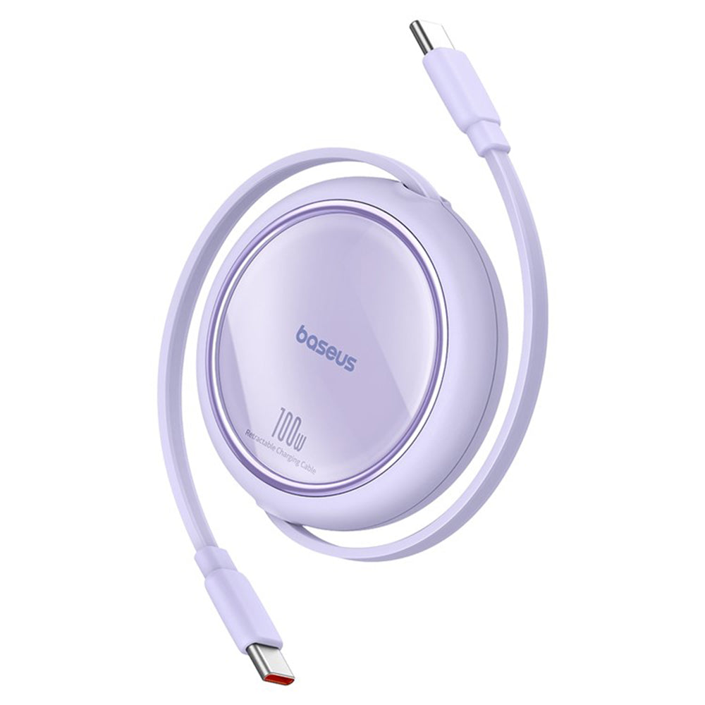 Cabo de Dados e Carregamento USB-C - USB-C Baseus Free2Draw Mini Retrátil, 100W, 1m, Roxo P10364500511-00