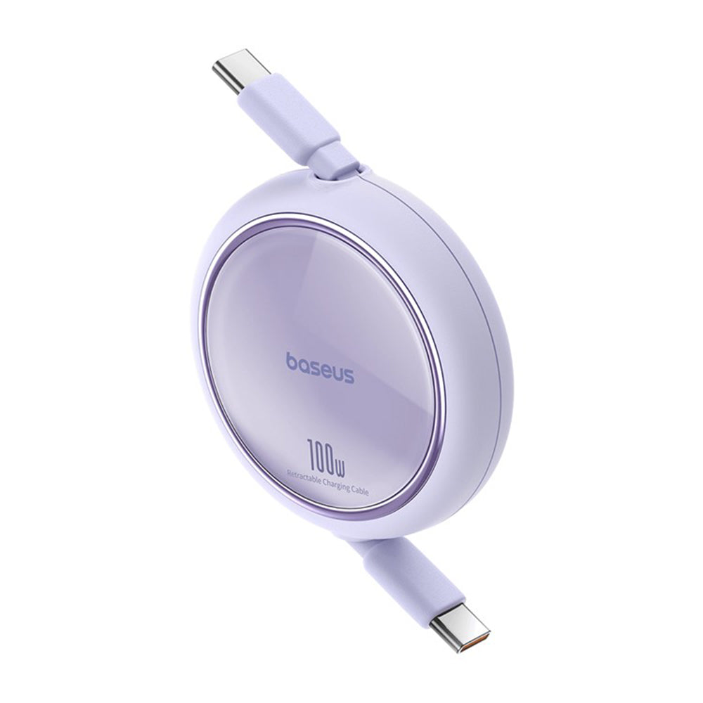 Cabo de Dados e Carregamento USB-C - USB-C Baseus Free2Draw Mini Retrátil, 100W, 1m, Roxo P10364500511-00