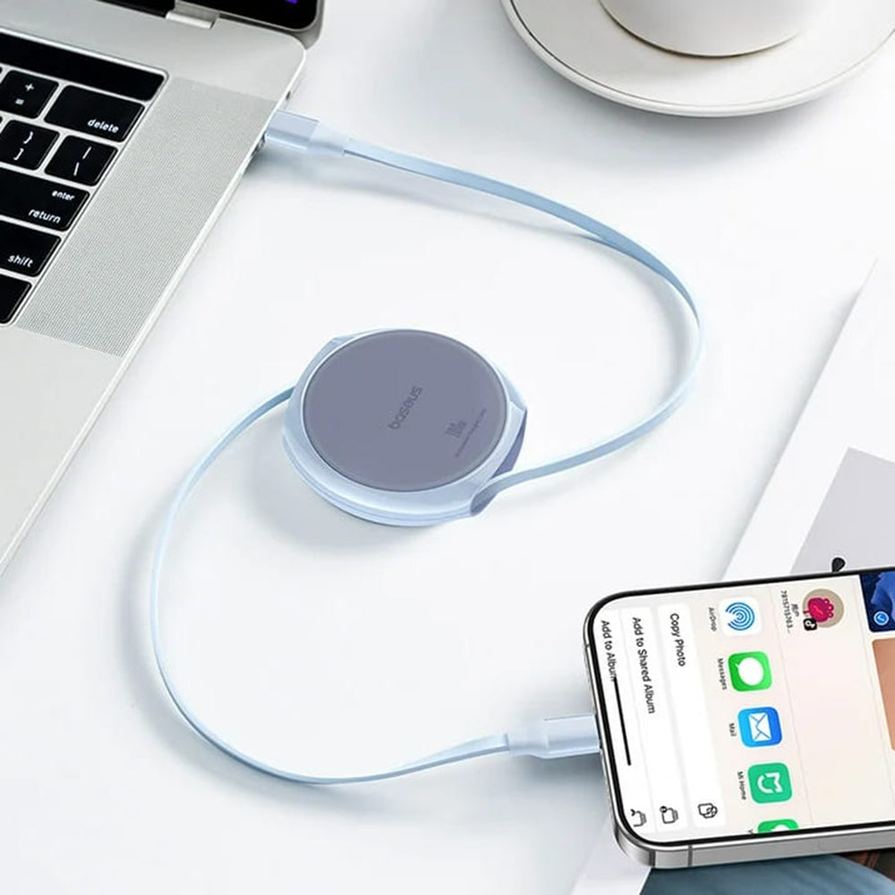 Cabo de Dados e Carregamento USB-C - USB-C Baseus Pathfinder Retrátil, 100W, 1m, Azul P10368400311-00