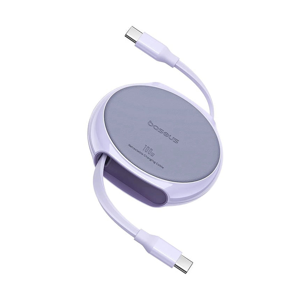 Cabo de Dados e Carregamento USB-C - USB-C Baseus Pathfinder Retrátil, 100W, 1m, Roxo P10368400511-00