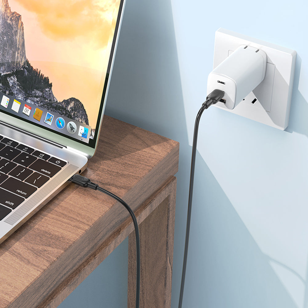 Cabo de Dados e Carregamento USB-C - USB-C Borofone BX113 Lenny, 60W, 2m, Preto