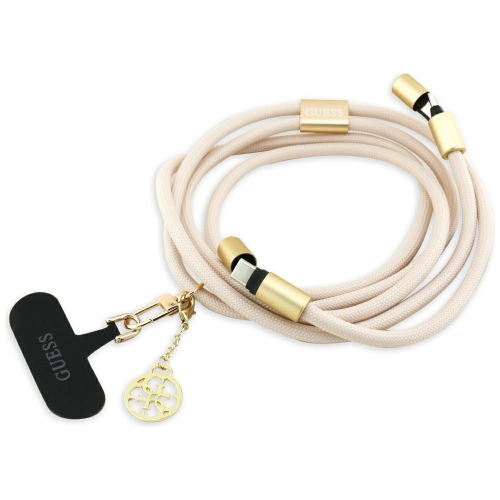 Cabo de Dados e Carregamento USB-C - USB-C Guess CBDY 4G Charm, 100W, 1.5m, Bege