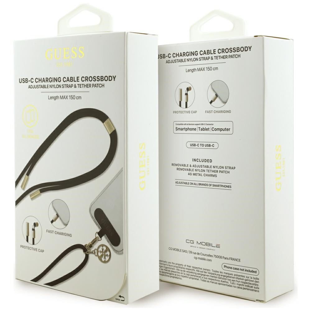 Cabo de Dados e Carregamento USB-C - USB-C Guess CBDY 4G Charm, 100W, 1.5m, Preto