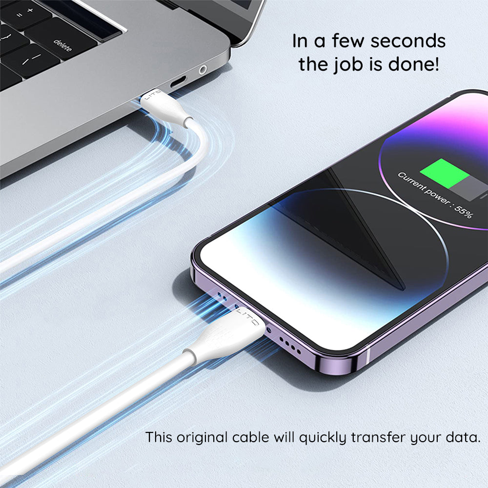 Cabo de Dados e Carregamento USB-C - USB-C Lito LD03, 60W, 1m, Branco