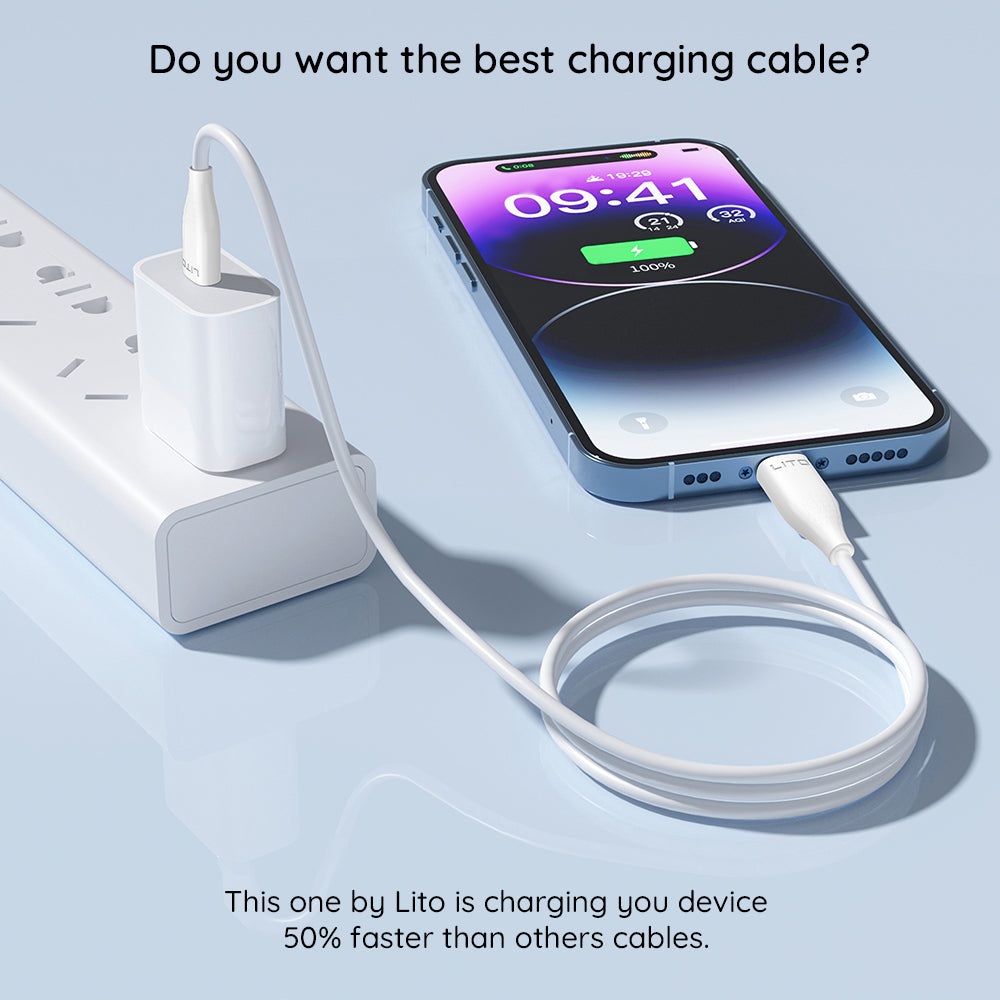 Cabo de Dados e Carregamento USB-C - USB-C Lito LD03, 60W, 1m, Branco