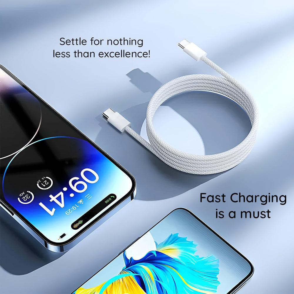 Cabo de Dados e Carregamento USB-C - USB-C Lito LD04CC, 60W, 1m, Branco