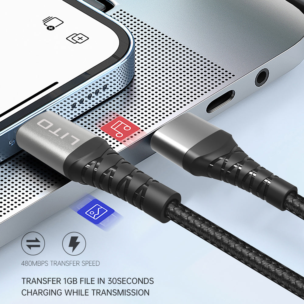Cabo de Dados e Carregamento USB-C - USB-C Lito LD08CC, 60W, 1m, Preto