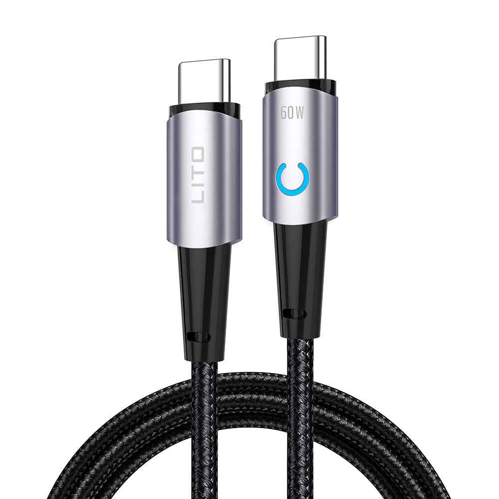 Cabo de Dados e Carregamento USB-C - USB-C Lito LD10CC, 60W, 1m, Preto