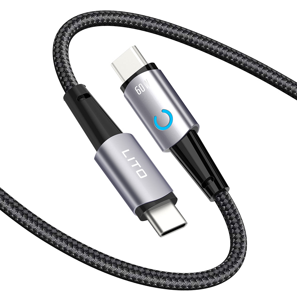 Cabo de Dados e Carregamento USB-C - USB-C Lito LD10CC, 60W, 1m, Preto