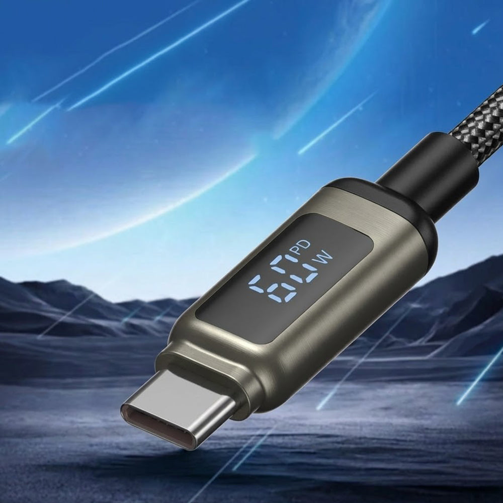 Cabo de Dados e Carregamento USB-C - USB-C Lito LD15 Display, 60W, 1m, Preto