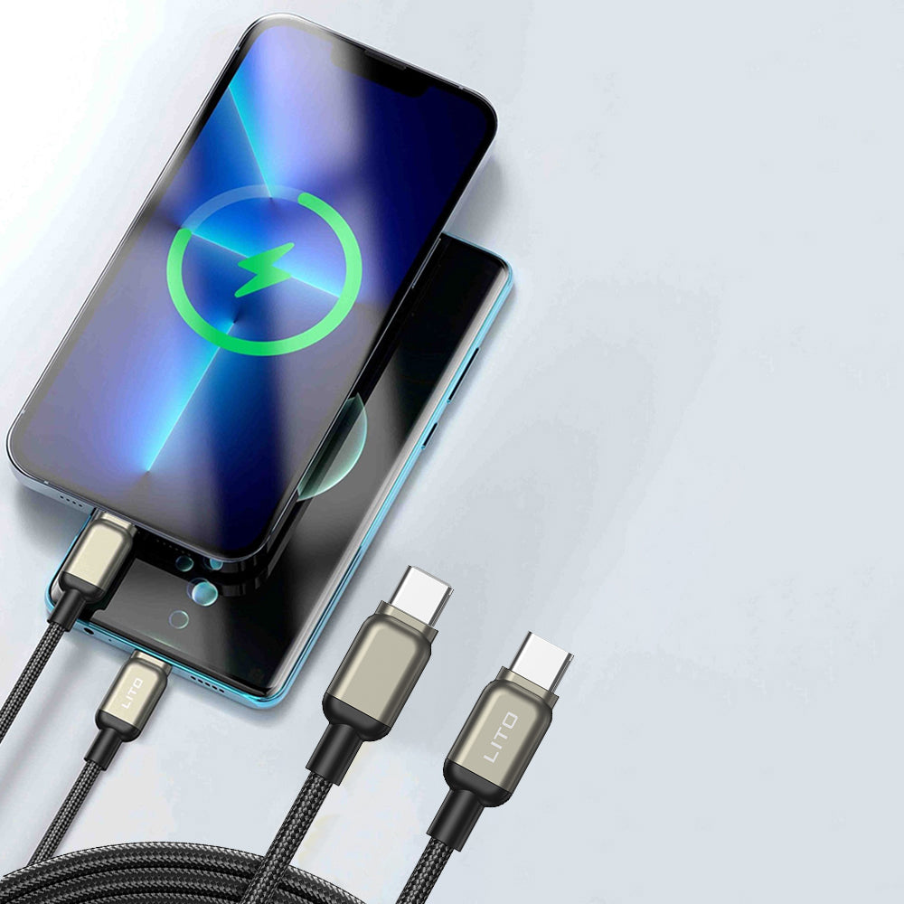 Cabo de Dados e Carregamento USB-C - USB-C Lito LD17, 100W, 1m, Preto