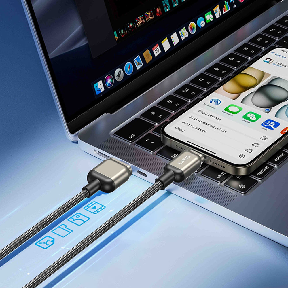 Cabo de Dados e Carregamento USB-C - USB-C Lito LD17, 100W, 1m, Preto