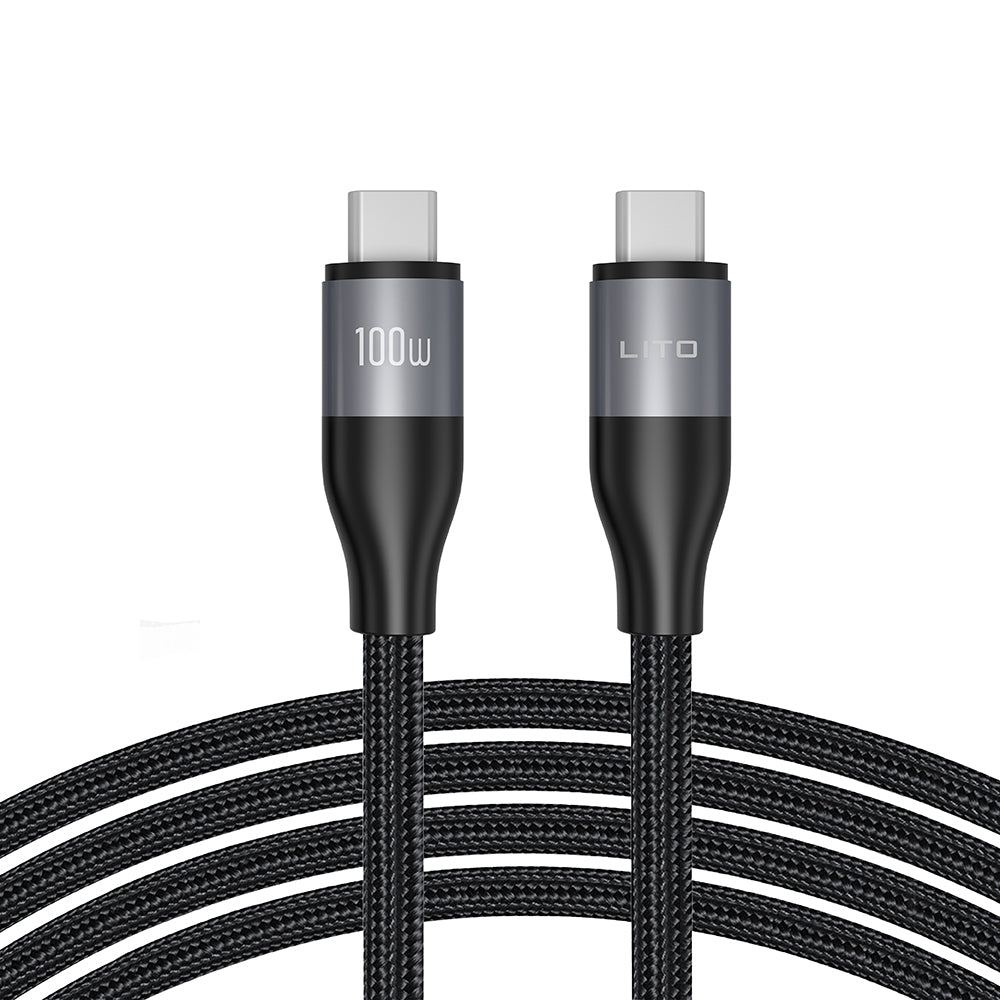 Cabo de Dados e Carregamento USB-C - USB-C Lito LD23CC, 100W, 1m, Cinzento