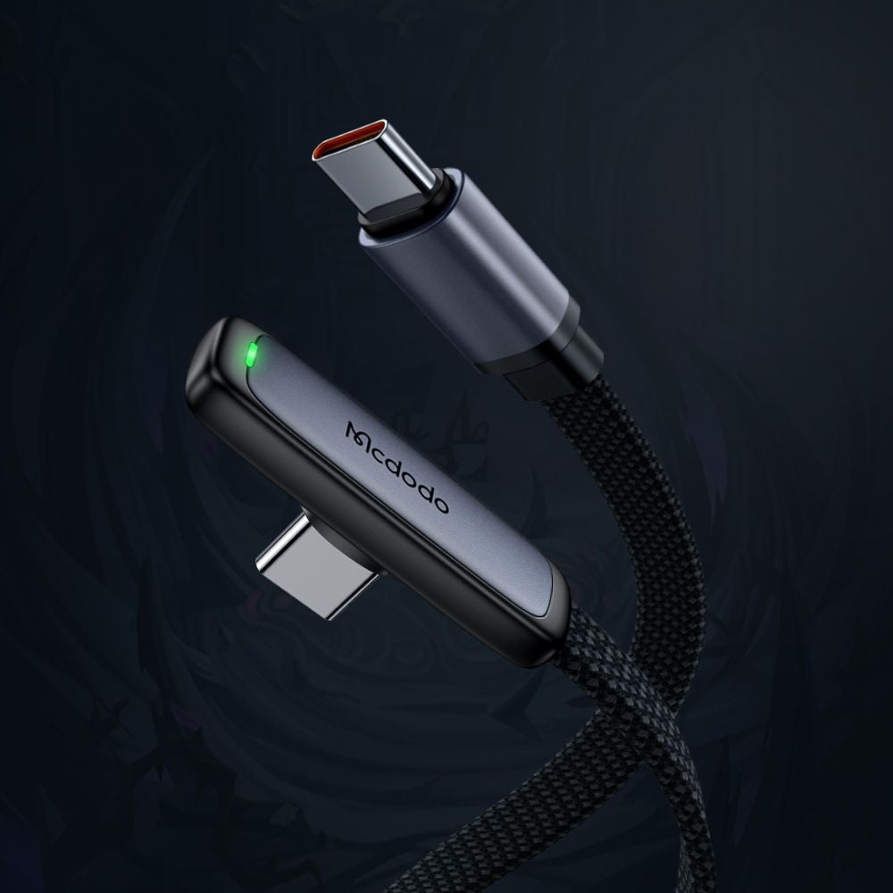 Cabo de Dados e Carregamento USB-C - USB-C McDodo CA-3360 Angled, 65W, 1.2m, Preto