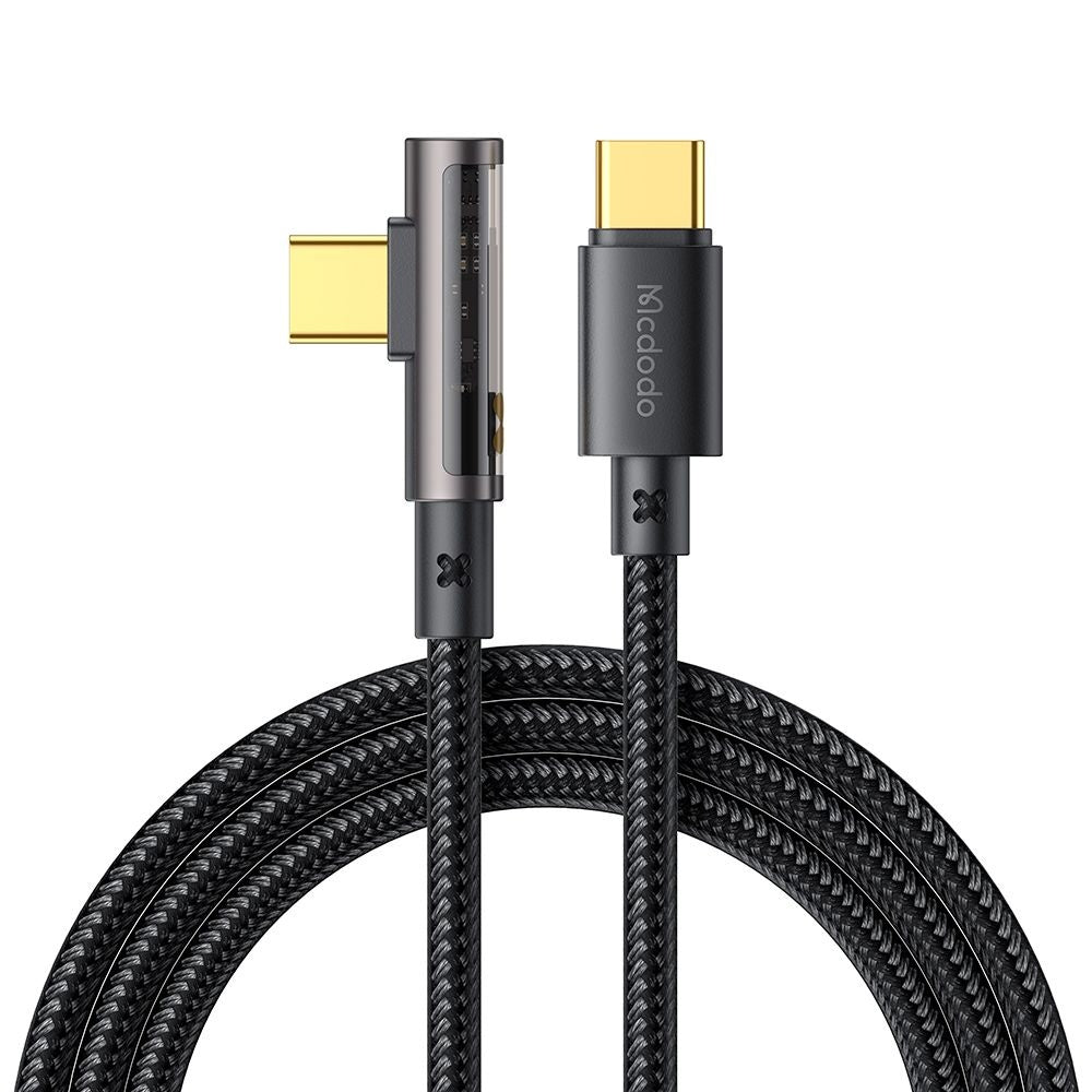 Cabo de Dados e Carregamento USB-C - USB-C McDodo CA-3400 Angled, 100W, 1.2m, Preto