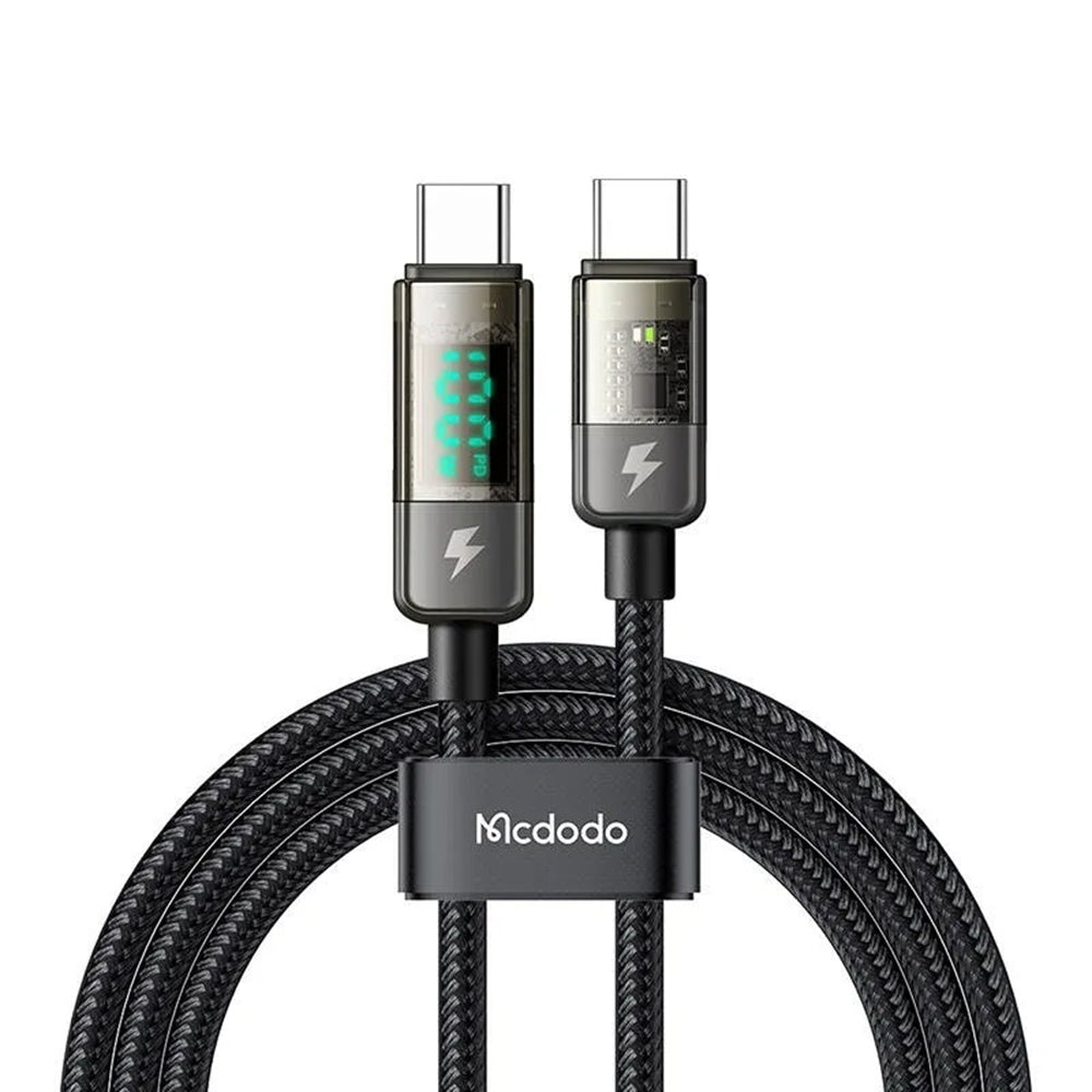 Cabo de Dados e Carregamento USB-C - USB-C McDodo CA-3610 Display Auto Power Off, 100W, 1.2m, Preto