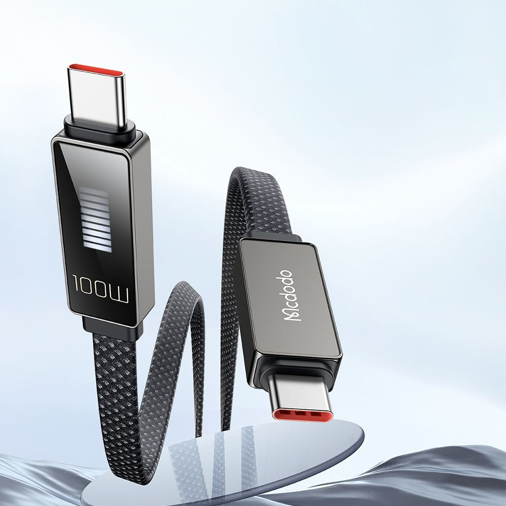 Cabo de Dados e Carregamento USB-C - USB-C McDodo CA-4470 Rythm Display, 100W, 1.2m, Preto