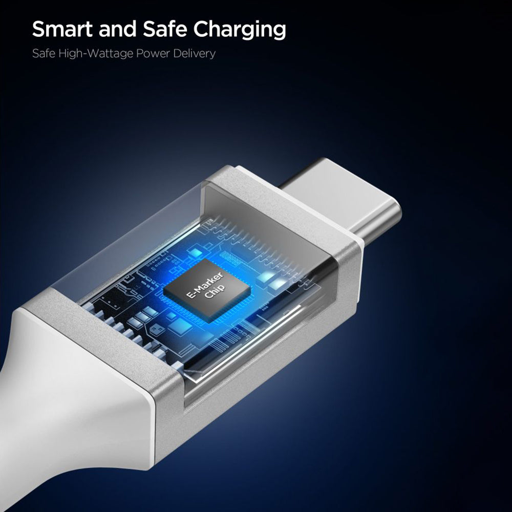 Cabo de Dados e Carregamento USB-C - USB-C Spigen EB10010CC, 100W, 1m, Branco ACA08774
