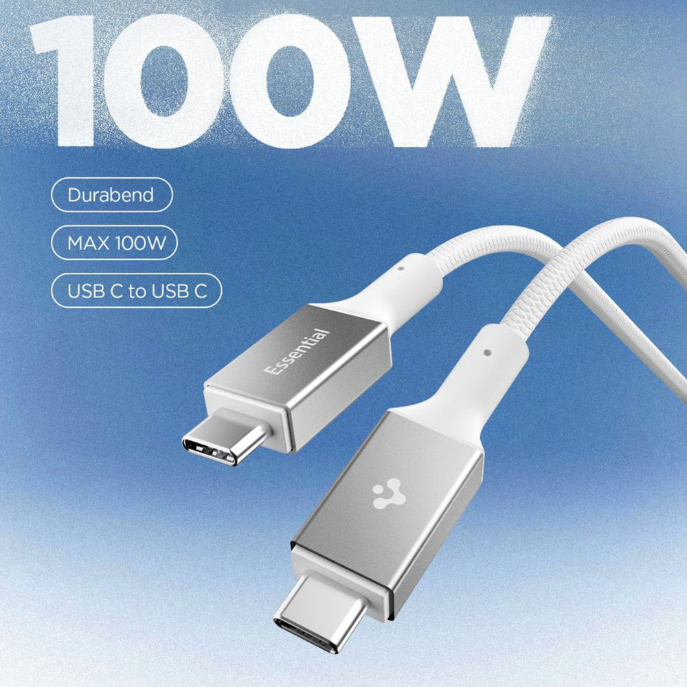 Cabo de Dados e Carregamento USB-C - USB-C Spigen EB10010CC, 100W, 1m, Branco ACA08774