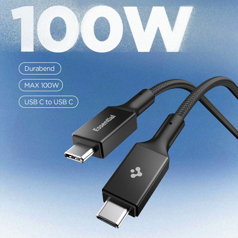 Cabo de Dados e Carregamento USB-C - USB-C Spigen EB10010CC, 100W, 1m, Preto ACA09459
