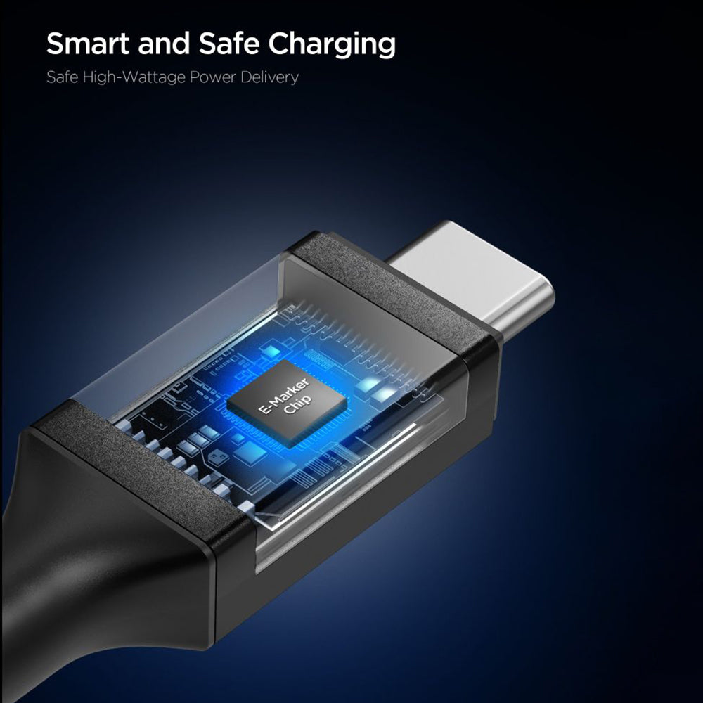 Cabo de Dados e Carregamento USB-C - USB-C Spigen EB10015CC, 100W, 1.5m, Preto ACA10421