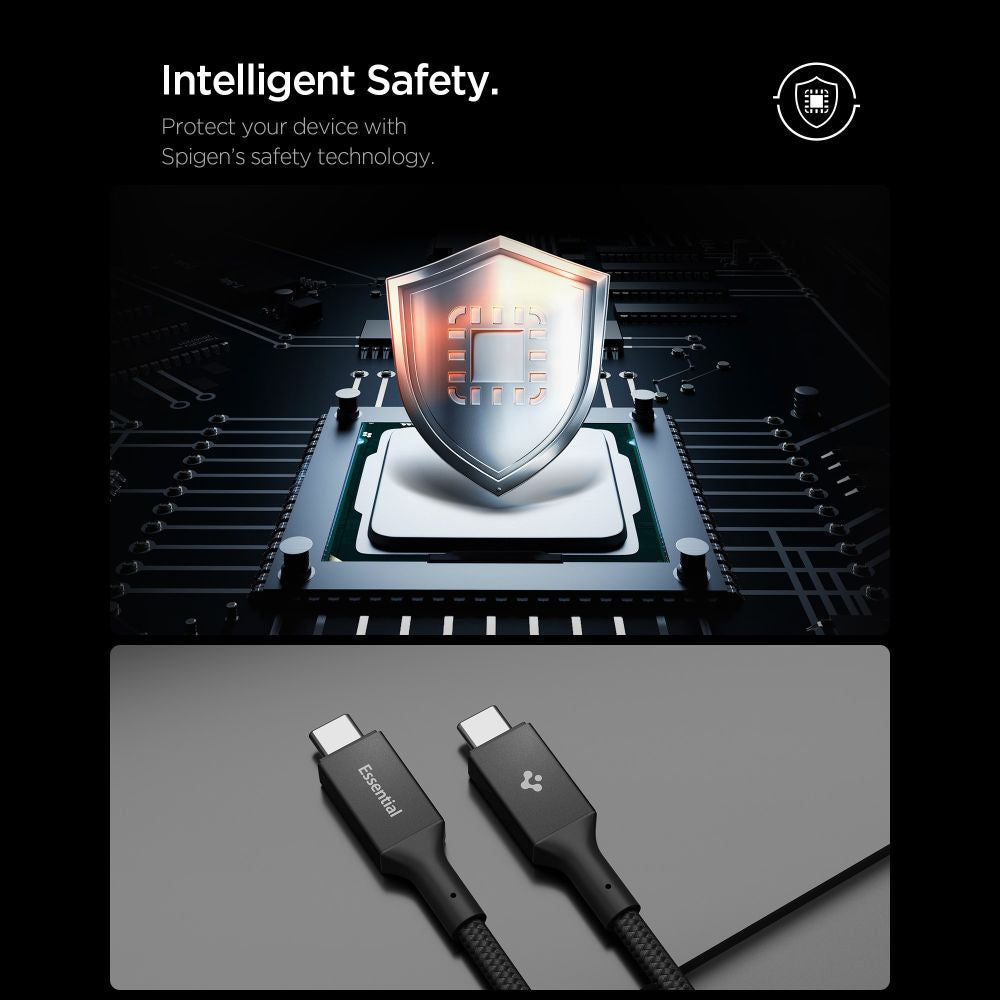 Cabo de Dados e Carregamento USB-C - USB-C Spigen EB10015CC, 100W, 1.5m, Preto ACA10421