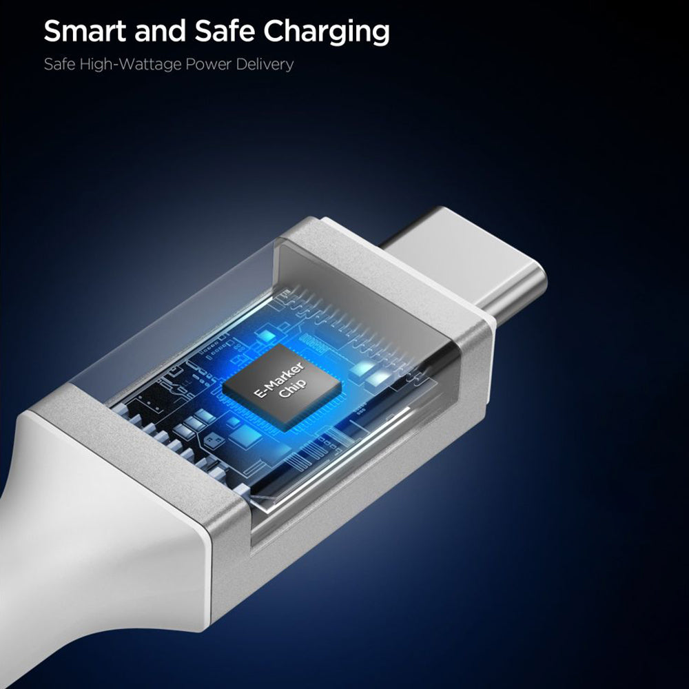 Cabo de Dados e Carregamento USB-C - USB-C Spigen EB10020CC, 100W, 2m, Branco ACA08775