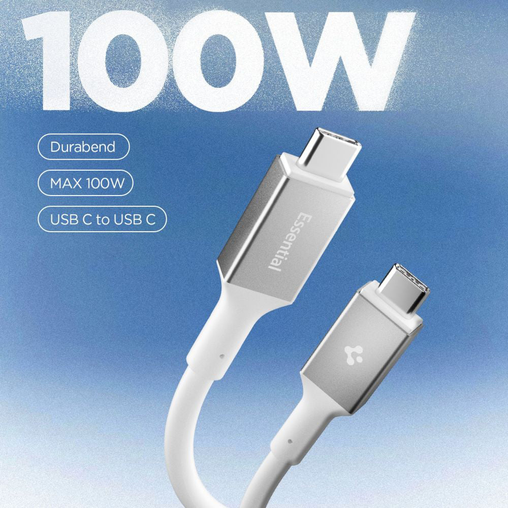 Cabo de Dados e Carregamento USB-C - USB-C Spigen EB10020CC, 100W, 2m, Branco ACA08775