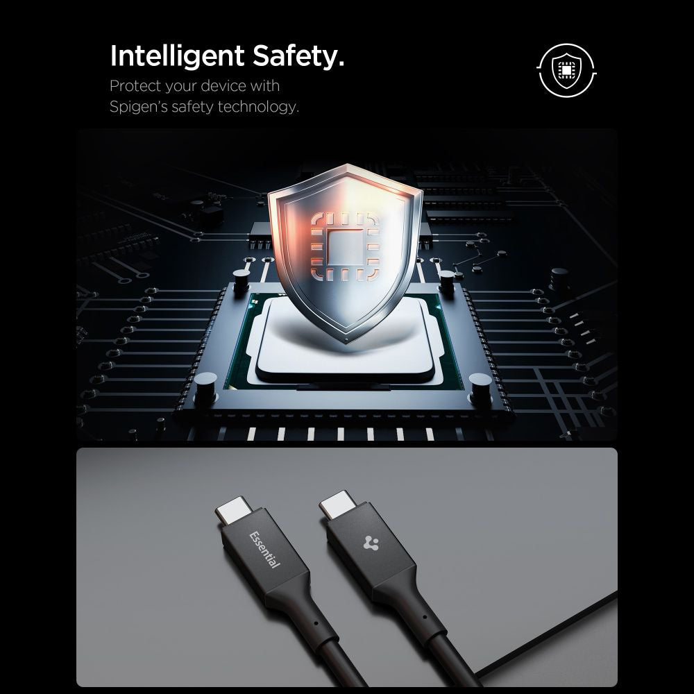 Cabo de Dados e Carregamento USB-C - USB-C Spigen EB24012CC, 240W, 1.2m, Preto ACA09461