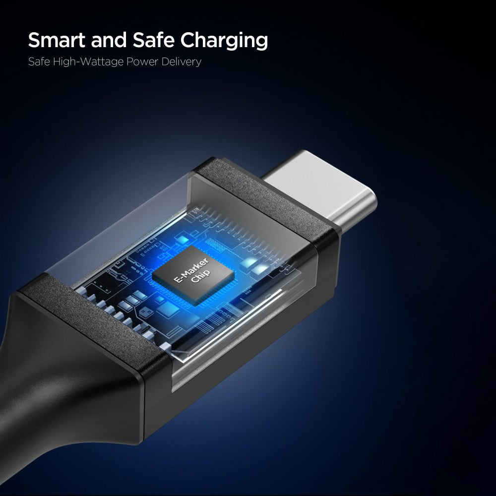 Cabo de Dados e Carregamento USB-C - USB-C Spigen EB24012CC, 240W, 1.2m, Preto ACA09461