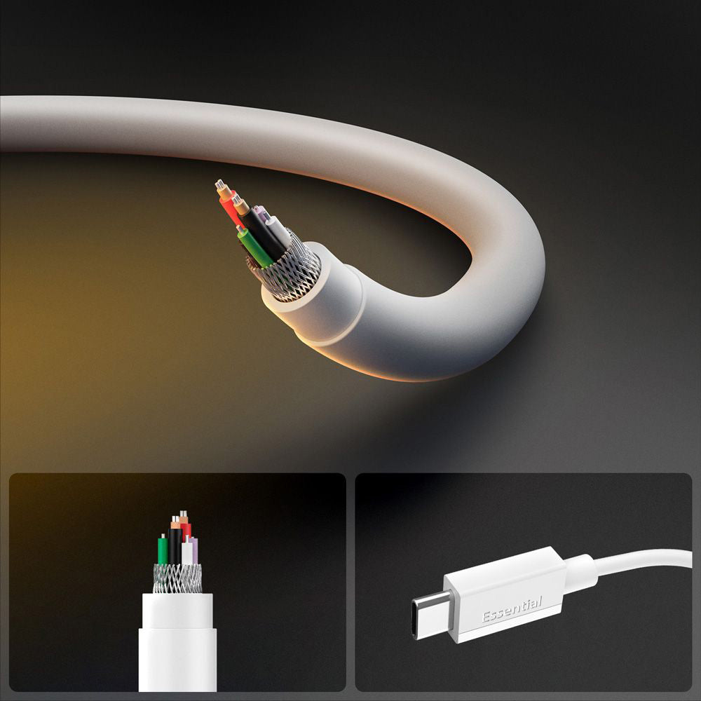 USB-C Data and Charging Cable - USB-C Spigen Essential, 60W, 1m, White ACA08717