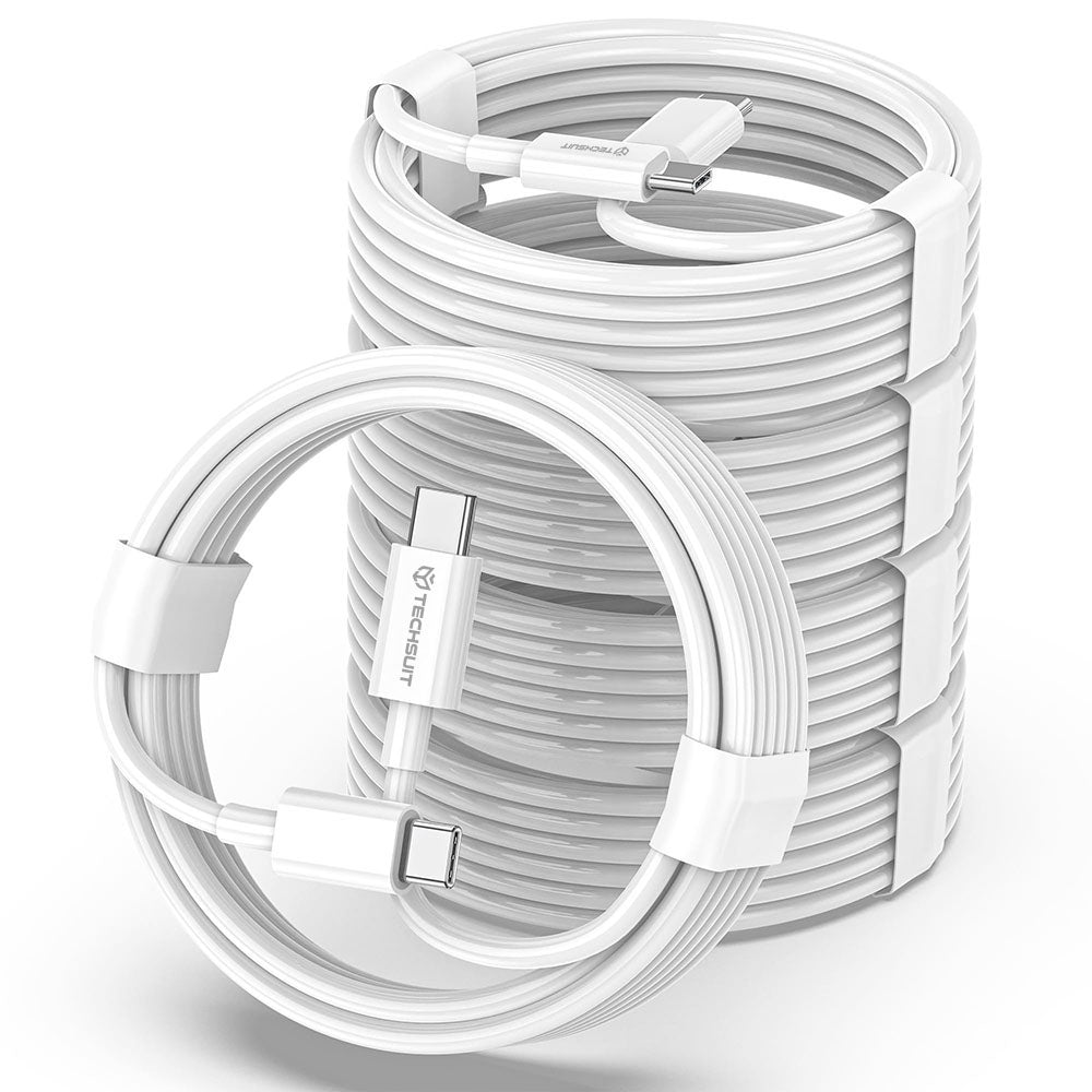 Cabo de Dados e Carregamento USB-C - USB-C Techsuit PCB130, 60W, 1m, Branco