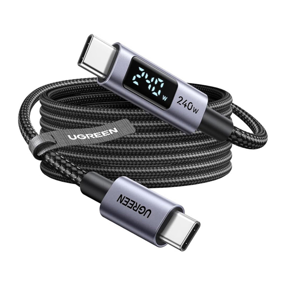 Cabo de Dados e Carregamento USB-C - USB-C UGREEN 65866 Display, 240W, 1m, Cinzento