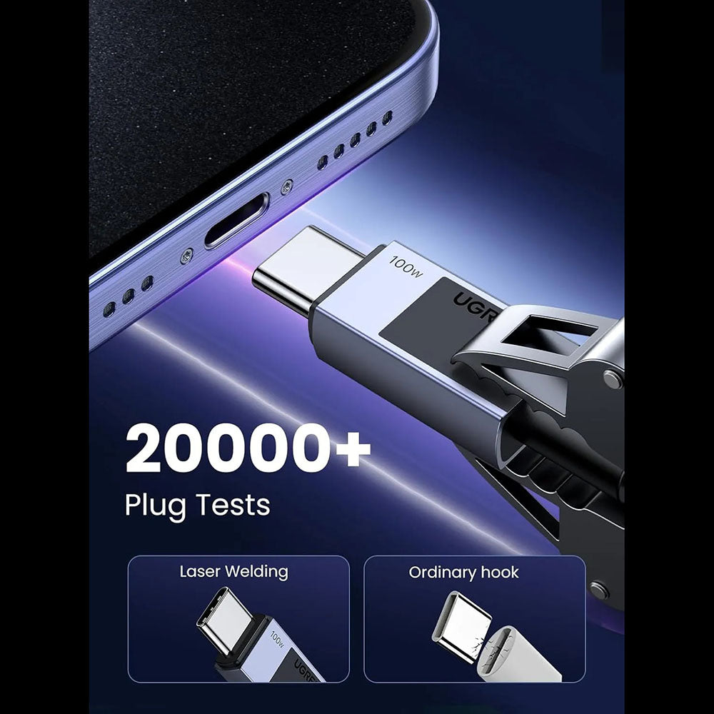 Cabo de Dados e Carregamento USB-C - USB-C UGREEN L512, 100W, 1m, Cinzento