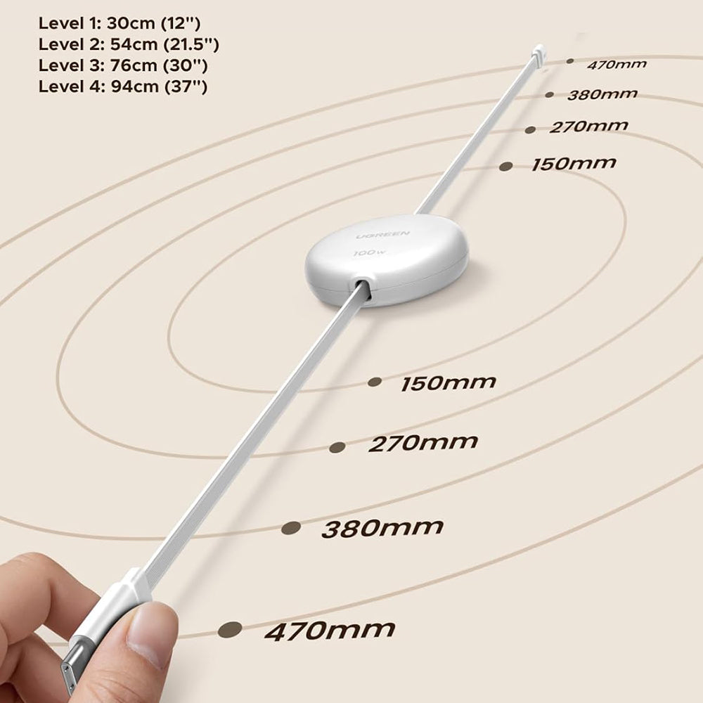 Cabo de Dados e Carregamento USB-C - USB-C UGREEN L531, 100W, 1m, Branco